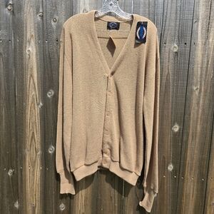 Vintage Jantzen Cardigan Sweater XL Beige Orlon Acrylic Button USA Kurt Cobain